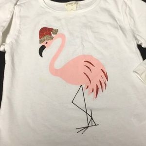 Crewcuts Sparkle Holiday Flamingo print long sleeved Tee size 2T